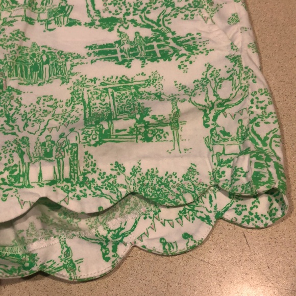 LILLY PULITZER TOILE PRINT BUTTERCUP SHORTS GREEN PINK SIZE 0 - Picture 6 of 15